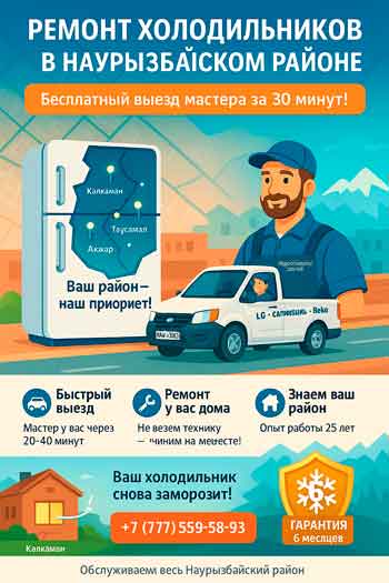 Ремонт холодильников в Наурызбайском районе